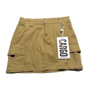 YMI Cargo Skirt Mini K110221 Womens 3 Camel Utility Pockets D-Ring New